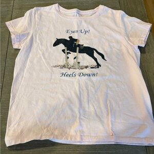 Hanes Pale Pink Equestrian Graphic Tee - Eyes Up! Heels Down!